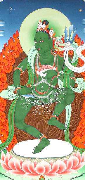 Green Khandro, possibly Gyuma Chenmo, the dream yoga Khandro
 from the Ma Gyud
